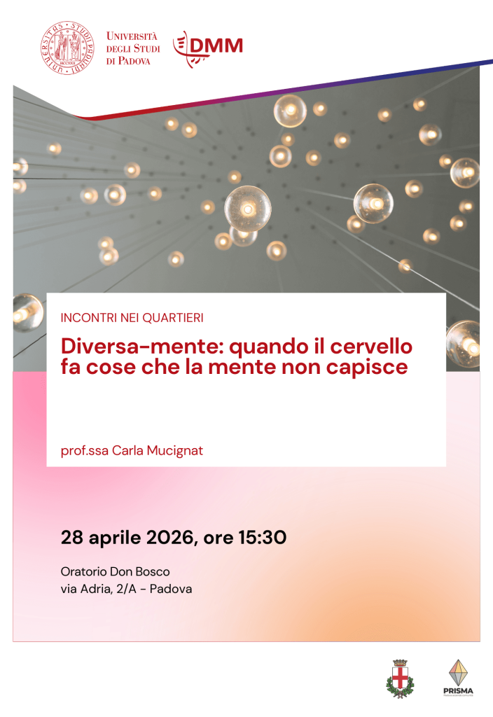 Locandina Oratorio Don Bosco Carla Mucignat aprile 2026 DMM Unipd