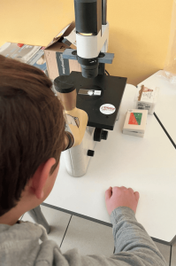 Microscopio durante evento Detective del corpo umano alla scuola primaria di Mirano